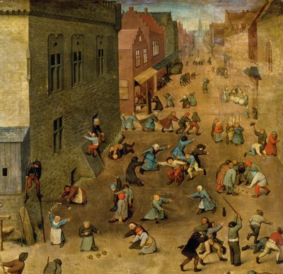 Kinderspelen: detail van de rechterbovenhoek, 1560 (detail) door Pieter Bruegel the Elder
